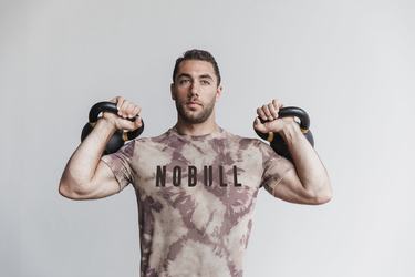 Nobull Tie-Dye Men's T Shirts Brown | Australia (TY2947)